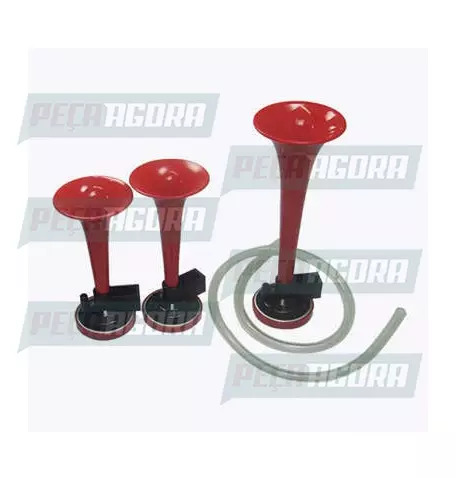 BUZINA A AR PLASTICA 03 CORNETAS VERMELHA TIPO ITALIANA LINEAR AVX (454740)