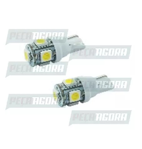 PAR LAMPADA IMPORTADA LED ESMAGADA 12V 05 LEDS TORRE T10 BRANCA 5050 (458435)