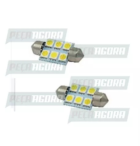 PAR LAMPADA IMPORTADA LED TORPEDO 12V 06 LEDS 36MM BRANCA 5050 (458466)