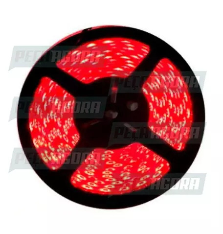 LAMPADA IMPORTADA LED FITA 12V 300 LEDS VERMELHA SLIM IP65 (05 METROS) SILICONE 