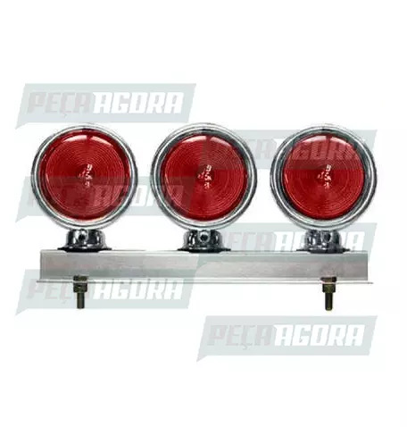 LANTERNA TRASEIRA 03 LENTES BOJUDA BAIXA COM SUPORTE CROMADO - VM PRADOLUX PL065