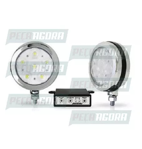 PAR FAROL POLI REDONDO ESTROBO 06 LEDS CROMADO BIVOLT VERMELHO (452682)