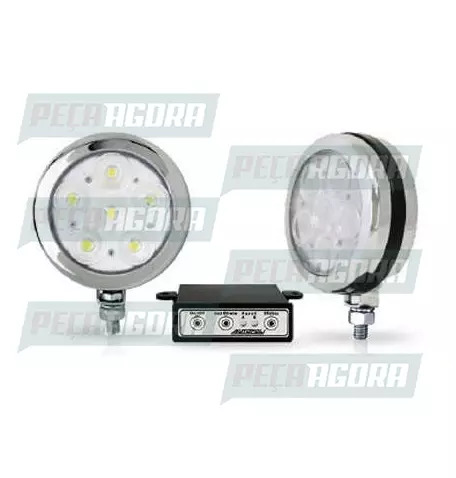 FAROL POLI REDONDO ESTROBO 06 LEDS CROMADO BIVOLT AZUL (452367)