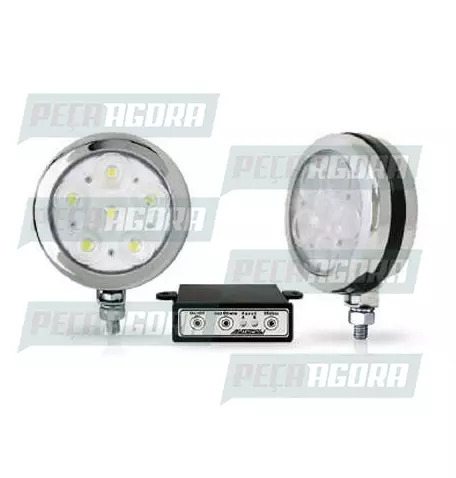 PAR FAROL POLI REDONDO ESTROBO 06 LEDS CROMADO BIVOLT BRANCO (452368)