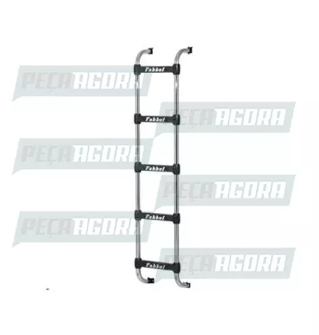 ESCADA TRASEIRA CROMADA VOLVO FH 2015 CABINE BAIXA SEM FURAR CABINE 5 DEGRAUS FA