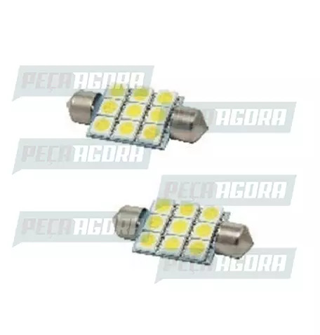 PAR LAMPADA IMPORTADA LED TORPEDO 12V 09 LEDS 41MM BRANCA 5050 (458472)