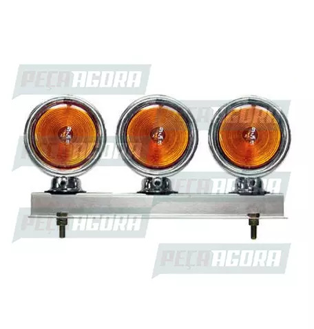 LANTERNA TRASEIRA 03 LENTES BOJUDA BAIXA COM SUPORTE CROMADO - AM PRADOLUX PL065