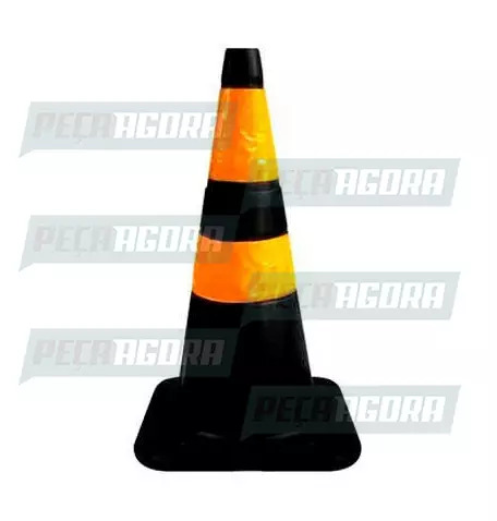 CONE SEGURANCA 75CM RIGIDO PRETO COM FAIXA REFLETIVA (452613)