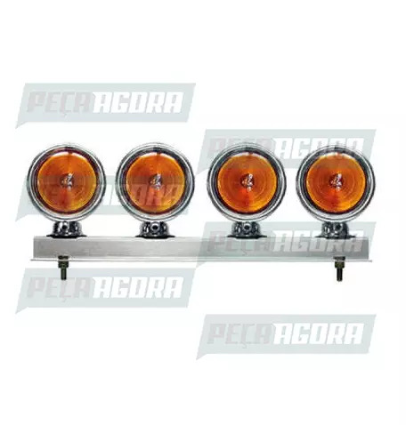 LANTERNA TRASEIRA 04 LENTES BOJUDA BAIXA COM SUPORTE CROMADO - AM PRADOLUX PL065