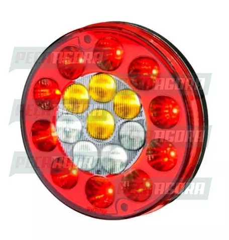 LANTERNA TRASEIRA CARRETA MULTFUNCAO COM 2AUXILIARES LED 24V POSICAO/FREIO/RE/SE