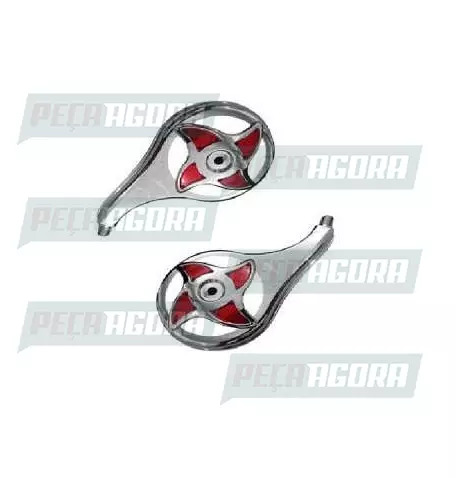 PAR CALOTINHA CROMADA PLASTICA ESTRELA VERMELHA RODOAR (NF 1342)