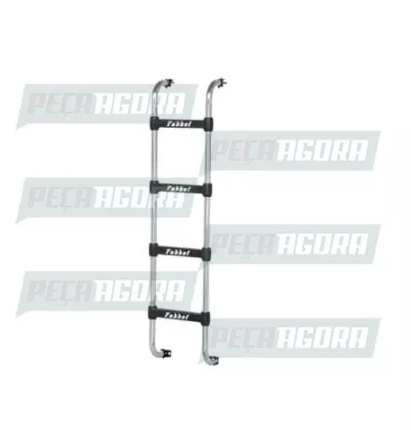 ESCADA TRASEIRA CROMADA MERCEDES BENZ AXOR CURTA CABINE BAIXA 4 DEGRAUS FABBOF (