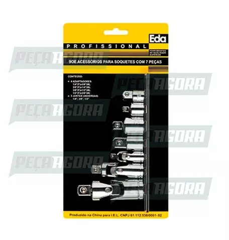 SOQUETE ENCAIXE ADAPTADORES E JUNTA UNIVERSAL JOGO 7PCS (446578)