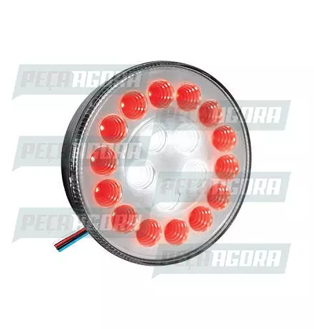 LANTERNA TRASEIRA UNIVERSAL 19 LEDS RE/FREIO/POSICAO BIVOLT VM/CR LENTE CRISTAL 