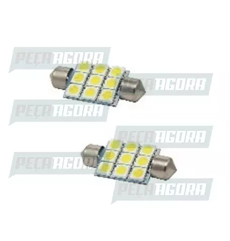 PAR LAMPADA IMPORTADA LED TORPEDO 12V 09 LEDS 36MM BRANCA 5050 (458470)