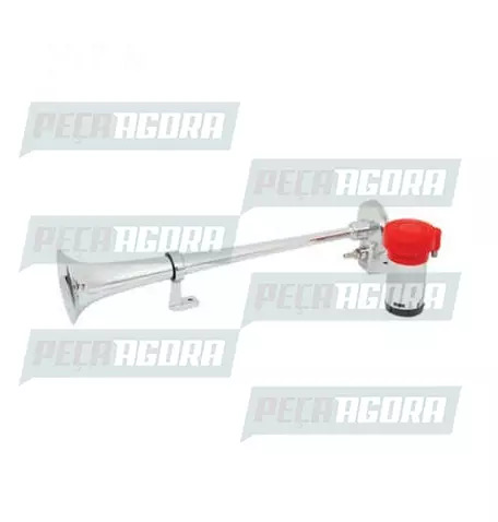 BUZINA SOLENOIDE MARITIMA CROMADA COM COMPRESSOR 12V 450MM (457247)