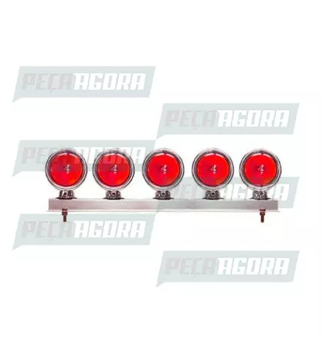 LANTERNA TRASEIRA 05 LENTES BOJUDA ALTA COM SUPORTE METAL CROMADO - VM (453223)