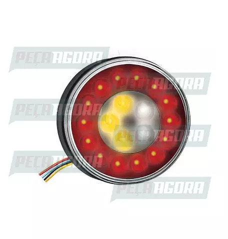 LANTERNA TRASEIRA UNIVERSAL 19 LEDS DIRECIONAL/RE/FREIO/POSICAO BIVOLT TRICOLOR 