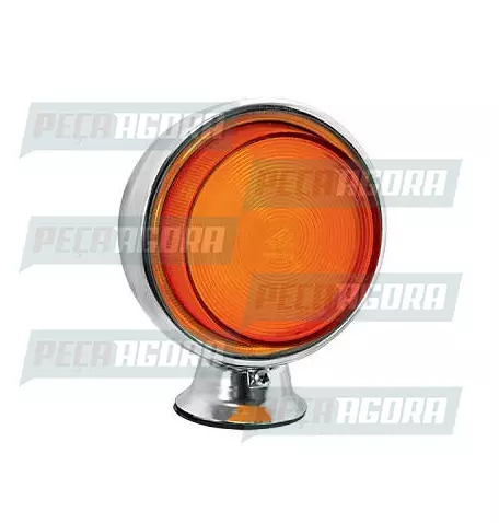 LANTERNA CROMADA BOJUDA LED 12V AMARELA LENTE ALTA (3 MARIAS/FOGUINHO/COQUINHO) 