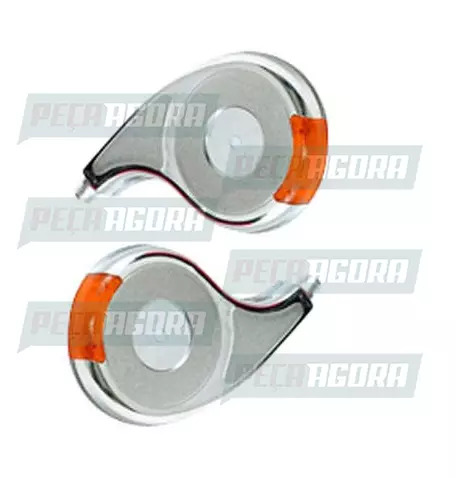 PAR CALOTINHA CROMADA PLASTICA GOTA FOSCA COM ACRILICO LARANJA RODOAR (NF 1143)