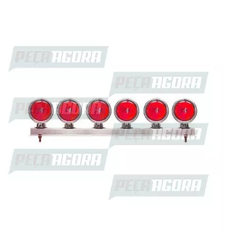 LANTERNA TRASEIRA 06 LENTES BOJUDA ALTA COM SUPORTE PLASTICO CROMADO - VM (45324