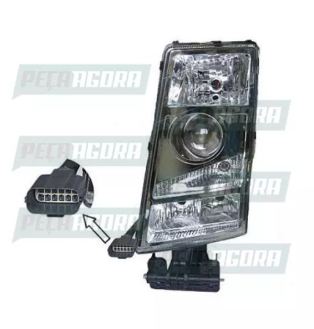 FAROL VOLVO FH-12 2004 A 2009 COM CONECTOR RETANGULAR DIREITO NINO (456305)