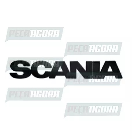 EMBLEMA PLASTICO FRONTAL''PARA SCANIA'' LINHA G/R 2010/16 SO LETRAS PRETO (19379