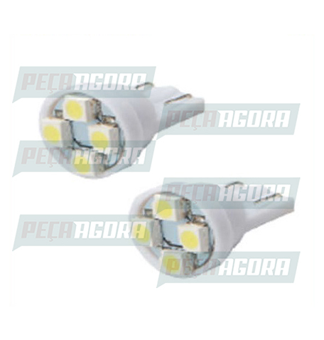 PAR LAMPADA IMPORTADA LED ESMAGADA 12V 04 LEDS T10 BRANCA 3528 (458434)