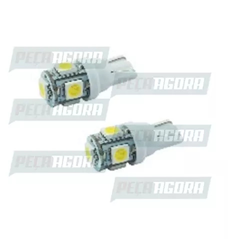 PAR LAMPADA IMPORTADA LED ESMAGADA 12V 05 LEDS TORRE T10 BRANCA 5050 (458443)