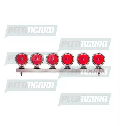 LANTERNA TRASEIRA 06 LENTES BOJUDA ALTA COM SUPORTE METAL CROMADO - VM (453224)