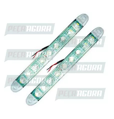 PAR LANTERNA BARRA SILICONE AUXILIAR DIURNO 9 LEDS BRANCA 12V DNI (448626)