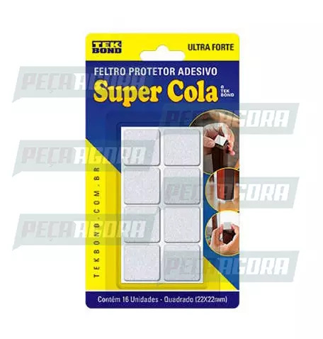 FELTRO QUADRADO 22MM PRETO CARTELA COM 16 UN TEKBOND (449458)