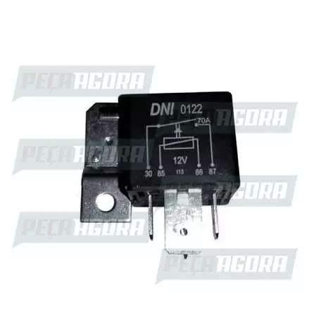 RELE AUXILIAR UNIVERSAL 04 TERMINAIS COM SUPORTE 12V 70A. DNI 0122 (441692)