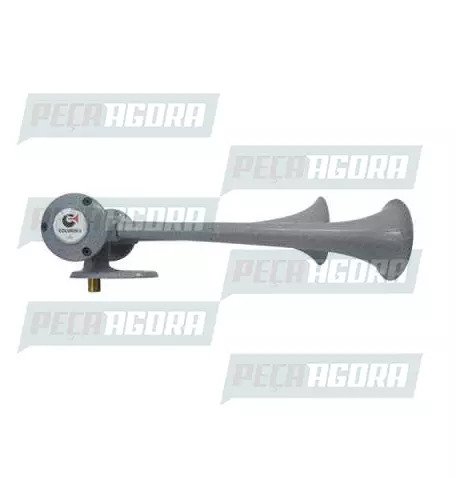 BUZINA A AR METAL 02 CORNETAS SEM VALVULA COM COTOVELO COLUMBIA 10310 (445222)