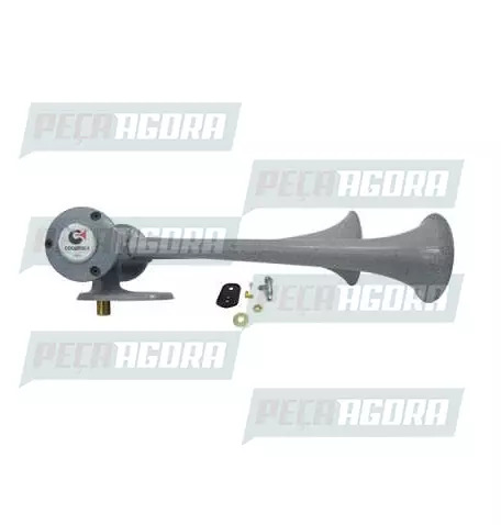 BUZINA A AR METAL 02 CORNETAS TRADICIONAL CINZA COM VALVULA COMPLETA COLUMBIA 10