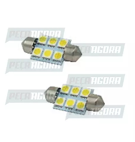 PAR LAMPADA IMPORTADA LED TORPEDO 12V 06 LEDS 41MM BRANCA 5050 (458469)
