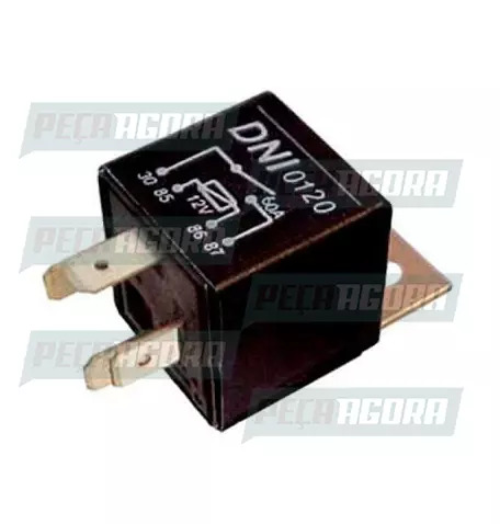 RELE AUXILIAR UNIVERSAL DE USO GERAL 4 TERMINAIS  COM SUPORTE  60A 12V DNI 0120 