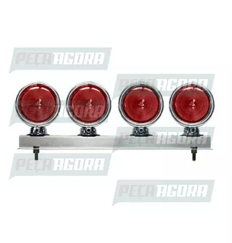 LANTERNA TRASEIRA 04 LENTES BOJUDA BAIXA COM SUPORTE CROMADO - VM PRADOLUX PL065