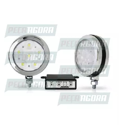 PAR FAROL POLI REDONDO ESTROBO 06 LEDS CROMADO BIVOLT AMARELO (452366)