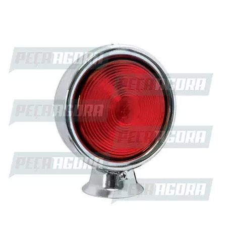 LANTERNA CROMADA BOJUDA LED 24V VERMELHA LENTE BAIXA 2 FUNCOES POSICAO/FREIO (3 
