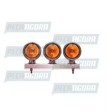 LANTERNA TRASEIRA 03 LENTES BOJUDA ALTA COM SUPORTE PLASTICO CROMADO - AM (45444