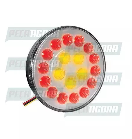 LANTERNA TRASEIRA UNIVERSAL 19 LEDS DIRECIONAL/FREIO/POSICAO BIVOLT VM/AM LENTE 