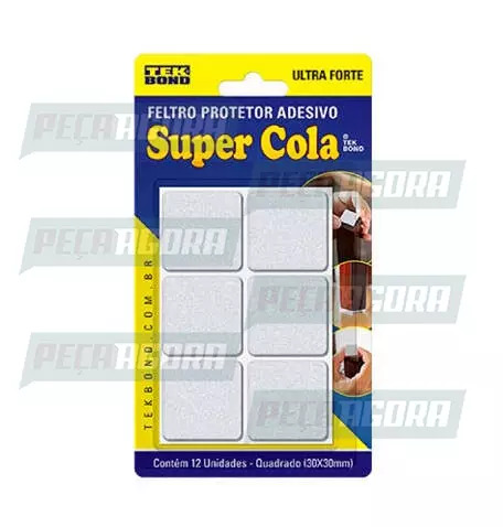 FELTRO QUADRADO 30MM PRETO CARTELA COM 12 UN TEKBOND (449459)