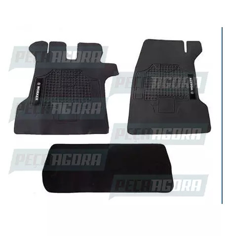 TAPETE PVC VOLKSWAGEN WORKER 3 PECAS PRETO (439409)