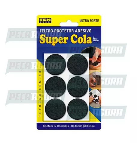 FELTRO REDONDO 30MM PRETO CARTELA COM 12 UN TEKBOND (449461)