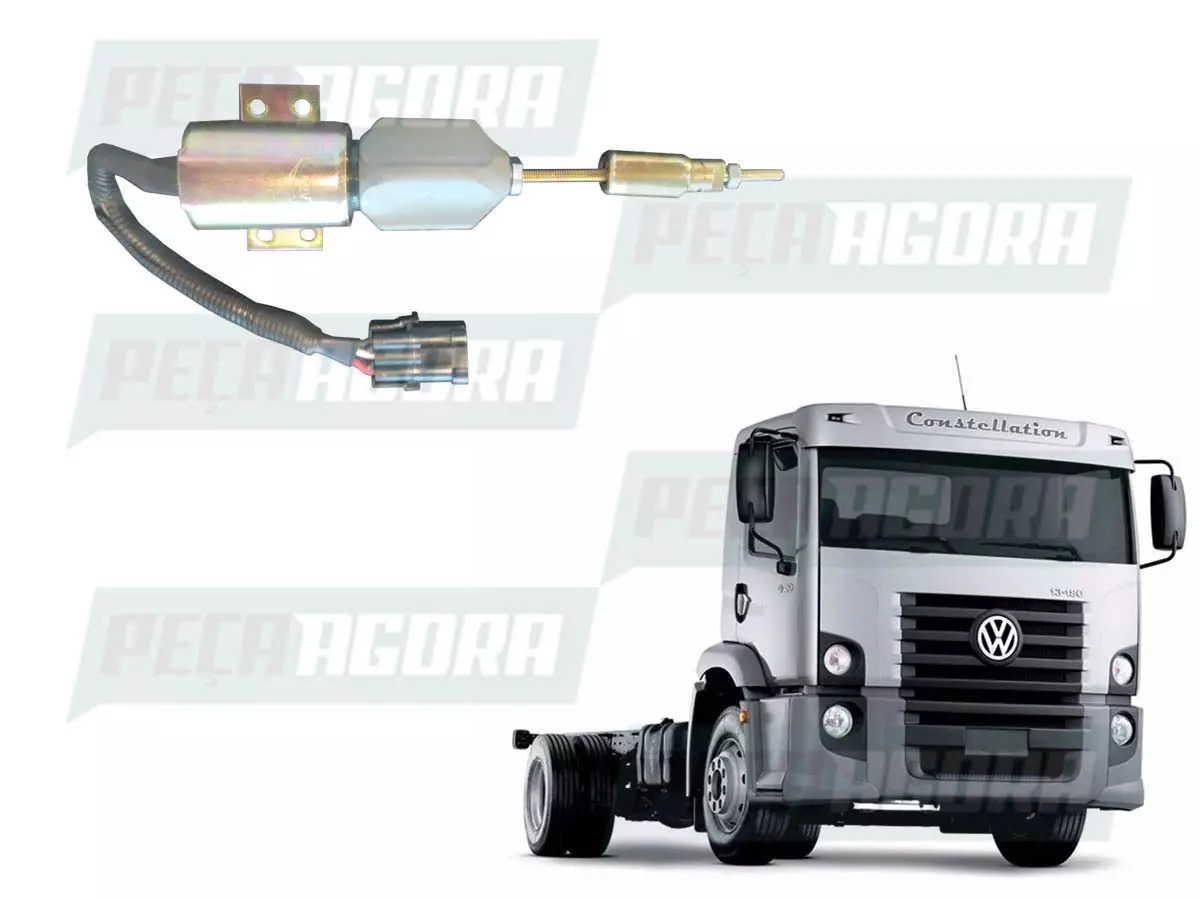 VALVULA SOLENOIDE MOTOR MWM VW 13180 15180 17210 23210 PLUG OVAL 3 SAIDAS 12 VOL