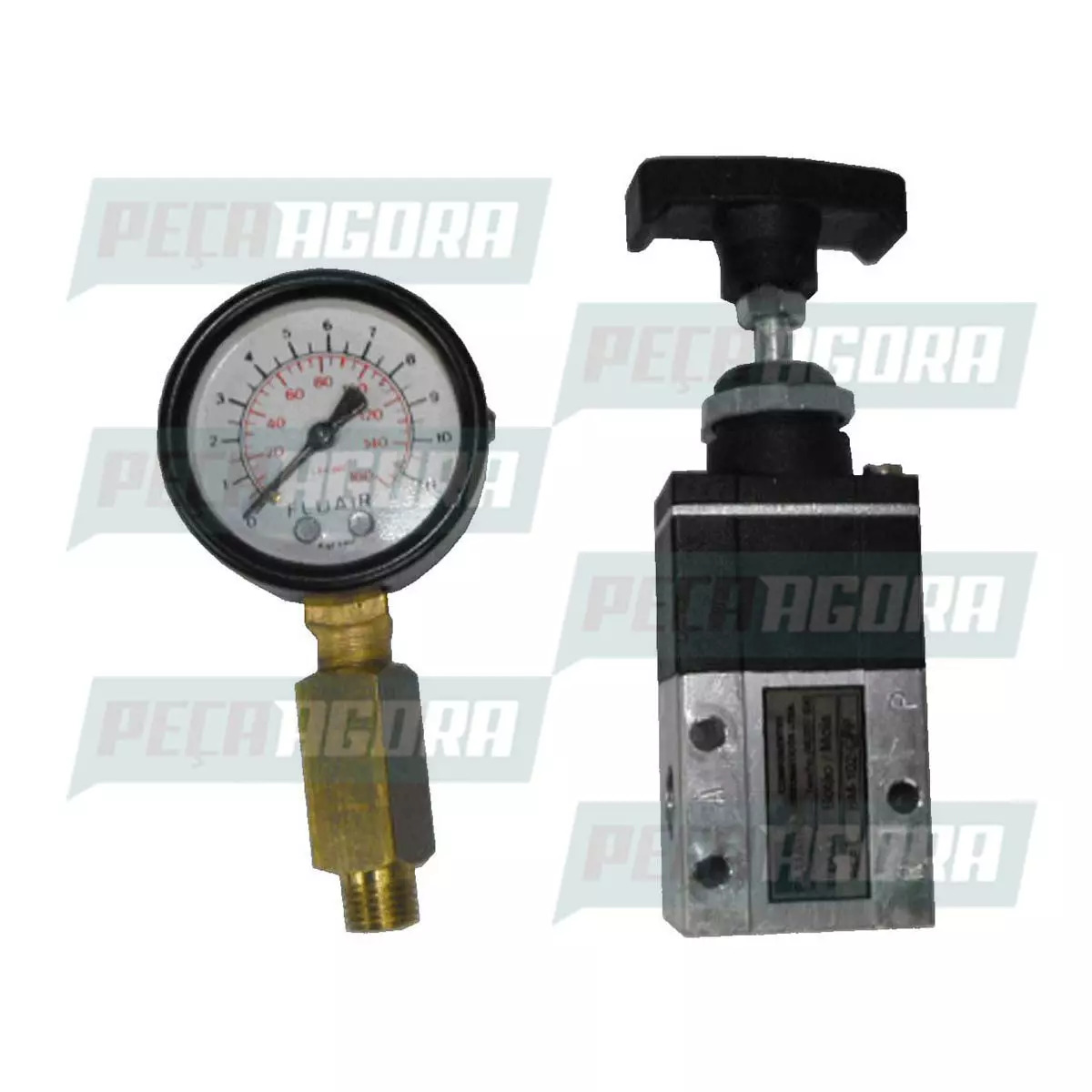 VALVULA COMPLETA SUSPENSOR NIPLE E MANOMETRO, ROSCA 1/4'' NPT, 3 SAIDAS, FIXACAO