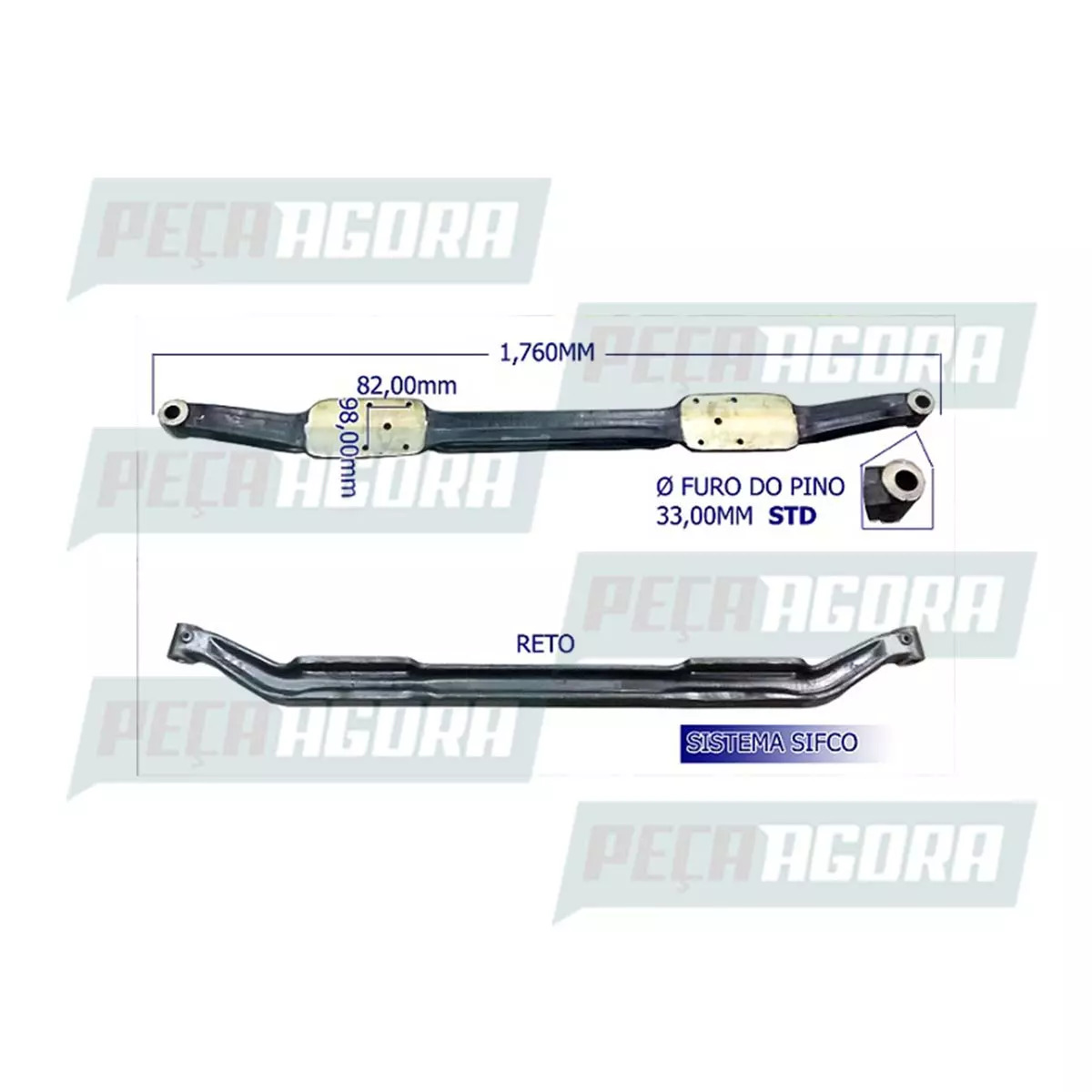 VIGA EIXO DIANTEIRO BITOLA LARGA SISTEMA SIFCO 33MM AGRALE VOLARE W9 COM PINO 33