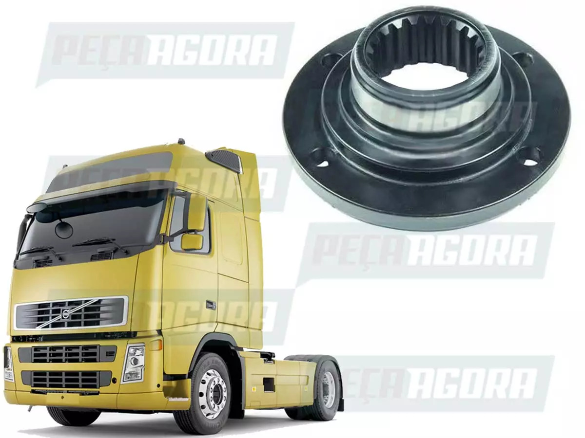 FLANGE PINHAO DIFERENCIAL VOLVO FH FM 21 ESTRIAS 4 FUROS (20706810)