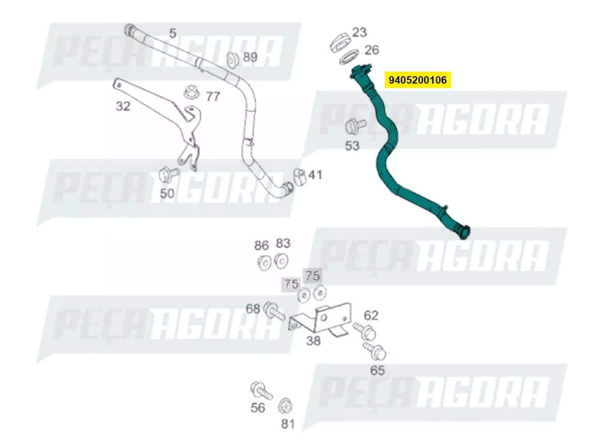 TUBO DE ENCHIMENTO SUPERIOR MB AXOR TODOS EXCETO 1933 (9405200106,.-.)
